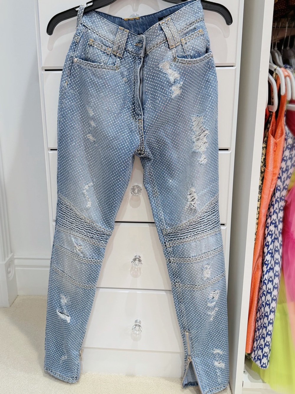 Balmain Crystal Embellished Jeans
